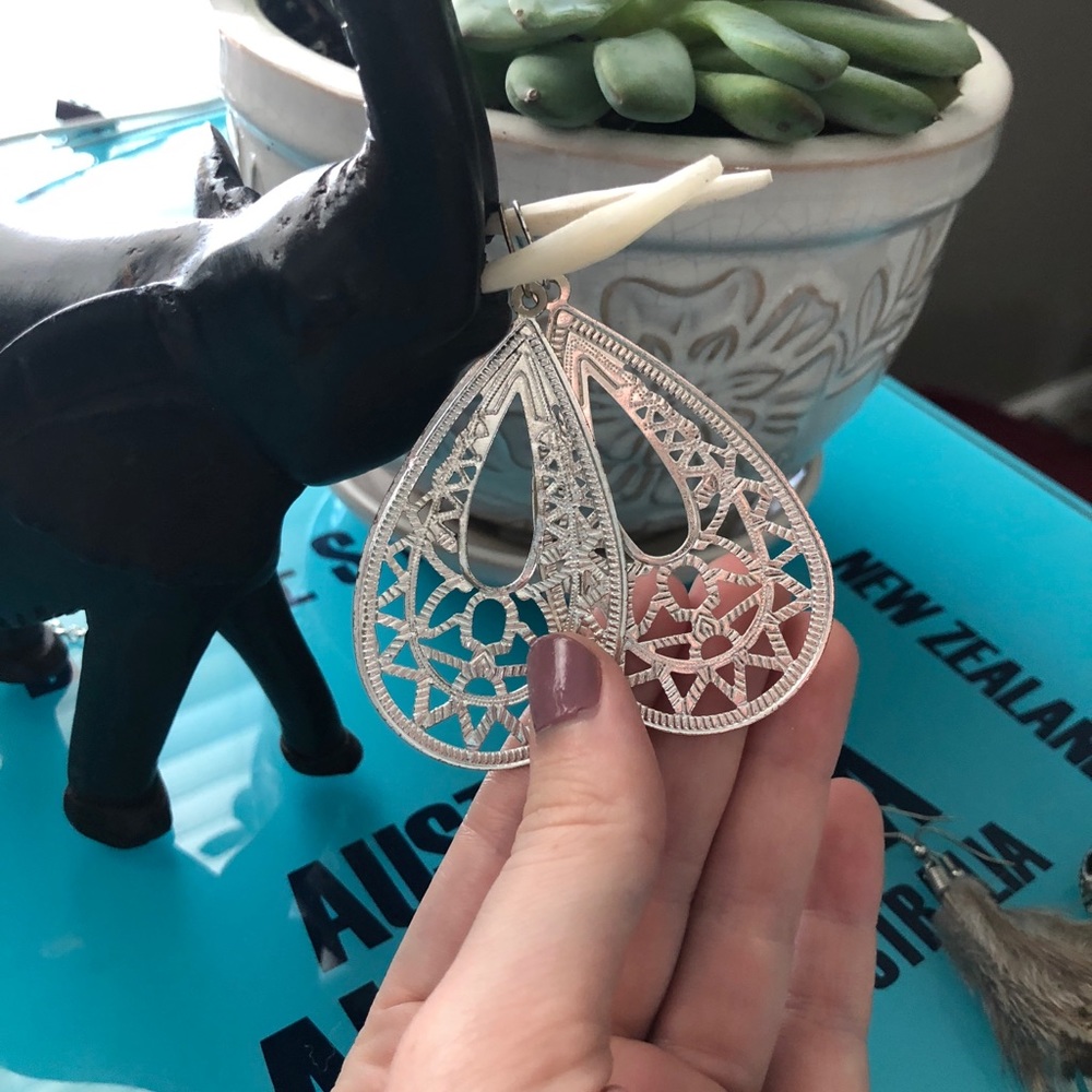 Big silver earrings